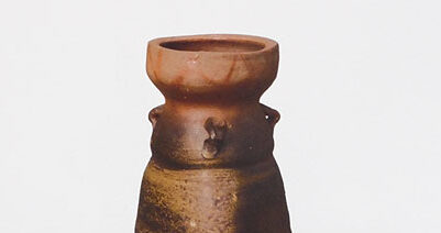 陶芸家　作家物　金重陶陽　分銅印　掛け花入　筒花入　割れ直しあり　箱なし 陶芸家 作家物 金重陶陽 分銅印 掛け花入 筒花入 割れ直し