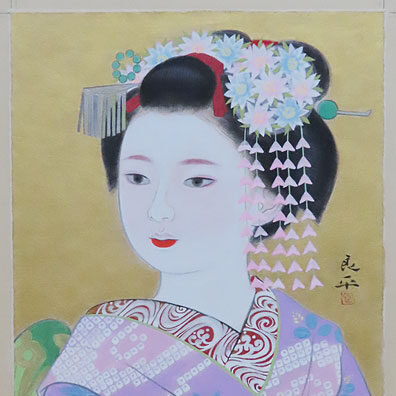 高知県のお客様より三輪良平の日本画の美人画を買取ました