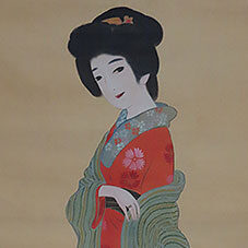 滋賀県のお客様より骨董品出張買取で日本画の美人画を買取ました