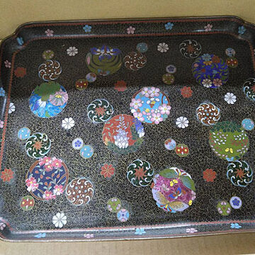 宮城県のお客様より骨董品買取で七宝焼のお盆を買取ました
