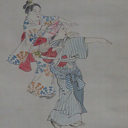 山梨県のお客様より骨董品宅配買取で美人画の掛け軸を買取ました