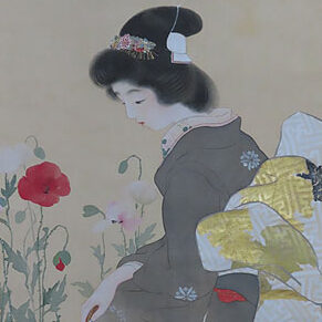福井県のお客様より骨董品買取で美人画の掛け軸を買取ました