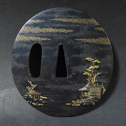 大阪の羽曳野市のお客様より骨董品出張買取で刀装具の鍔を買取ました